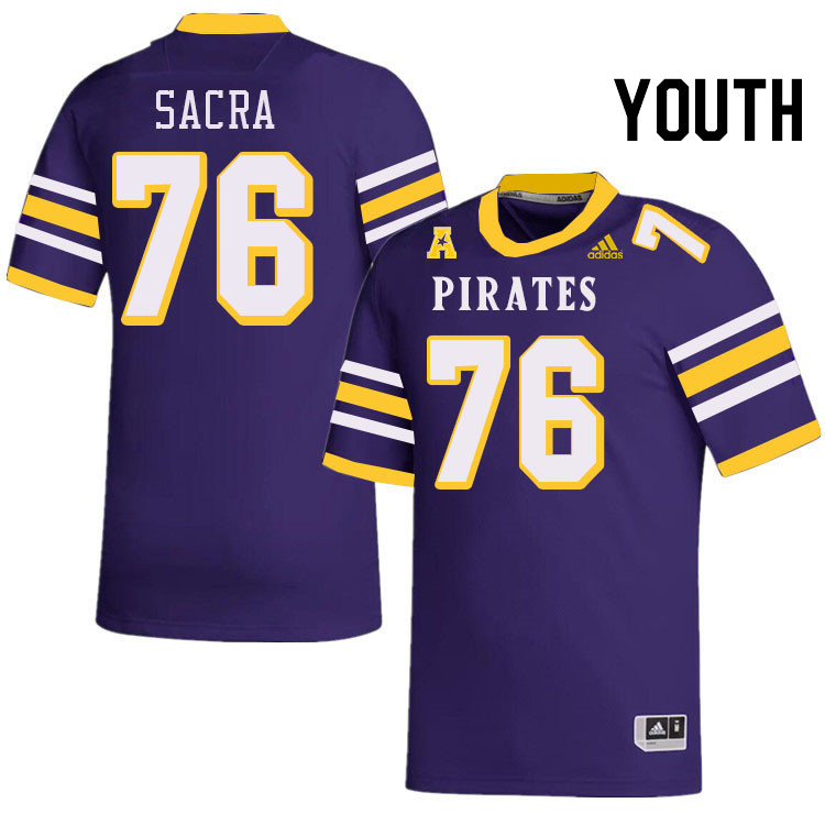 Youth #76 Jacob Sacra ECU Pirates College Football Jerseys Stitched-Throwback